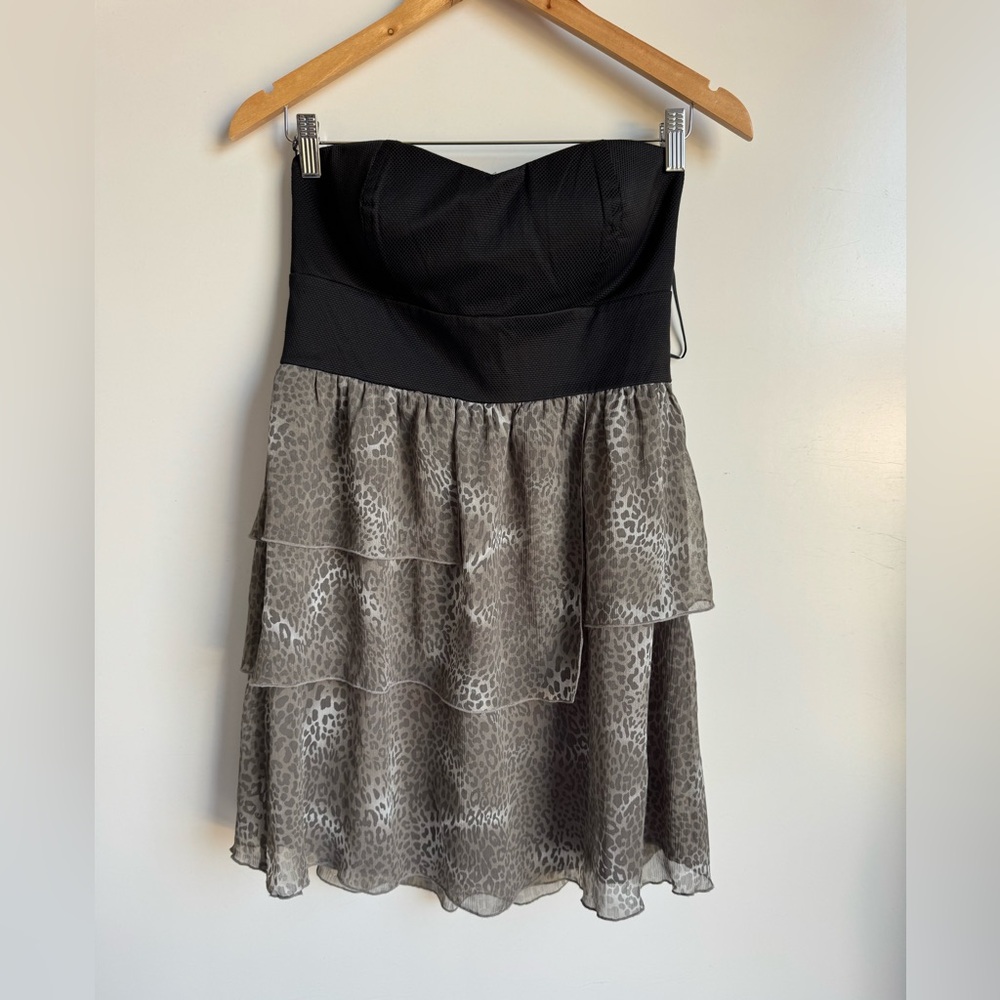 Walter Baker Leopard Animal Print Strapless Baby Doll Mini Dress Women Medium